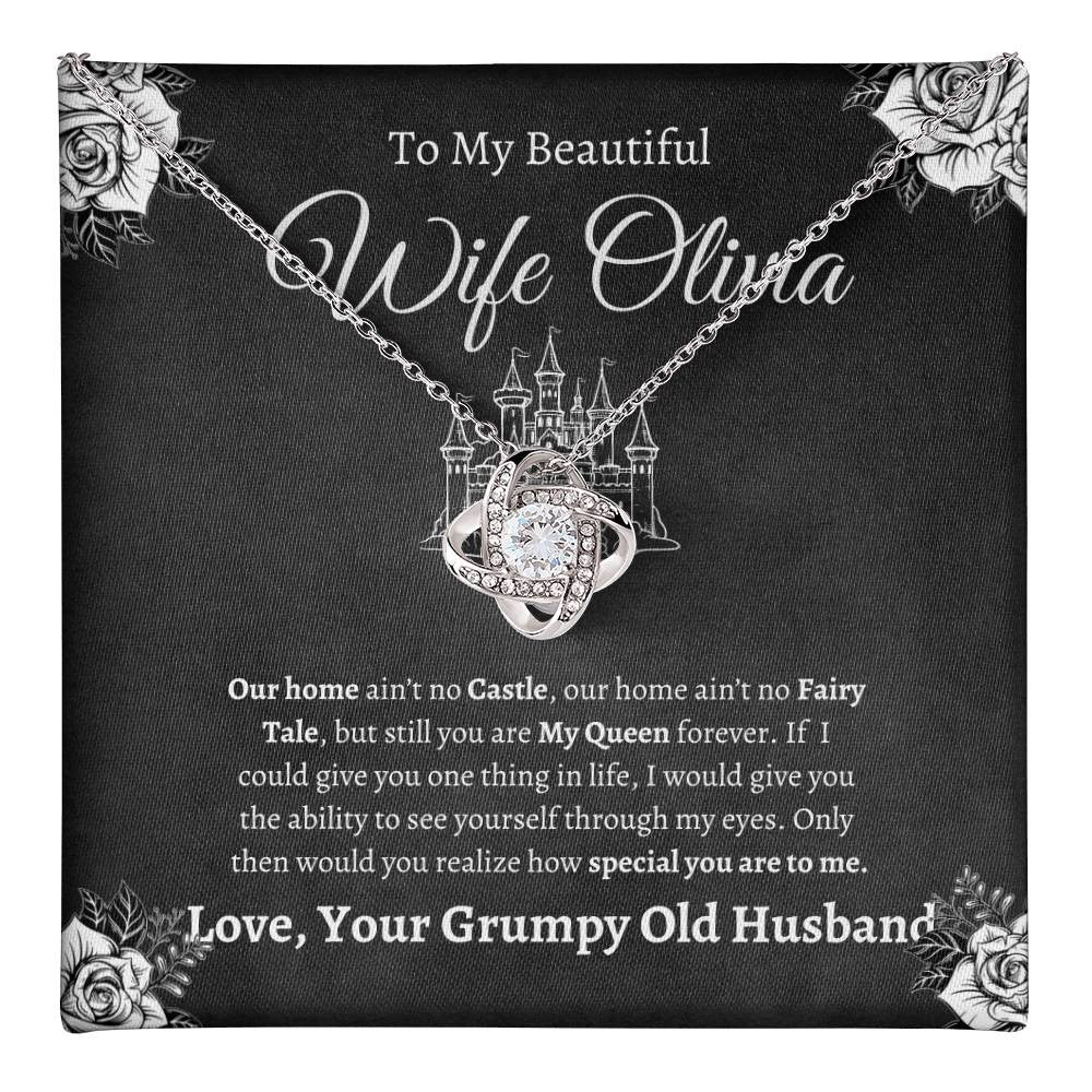 Personalized To My Beautiful Wife (Olivia) Love Knot Necklace