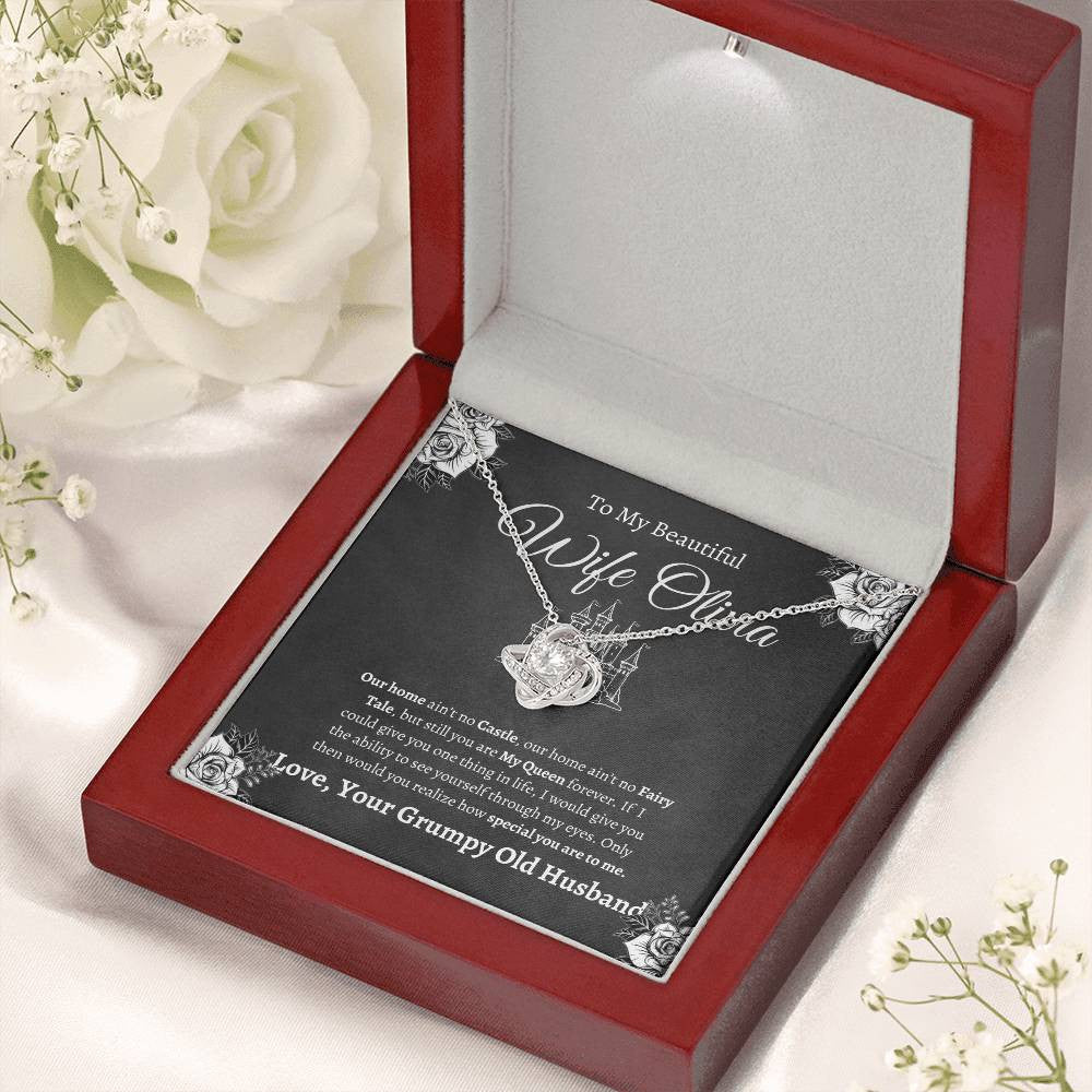 Personalized To My Beautiful Wife (Olivia) Love Knot Necklace