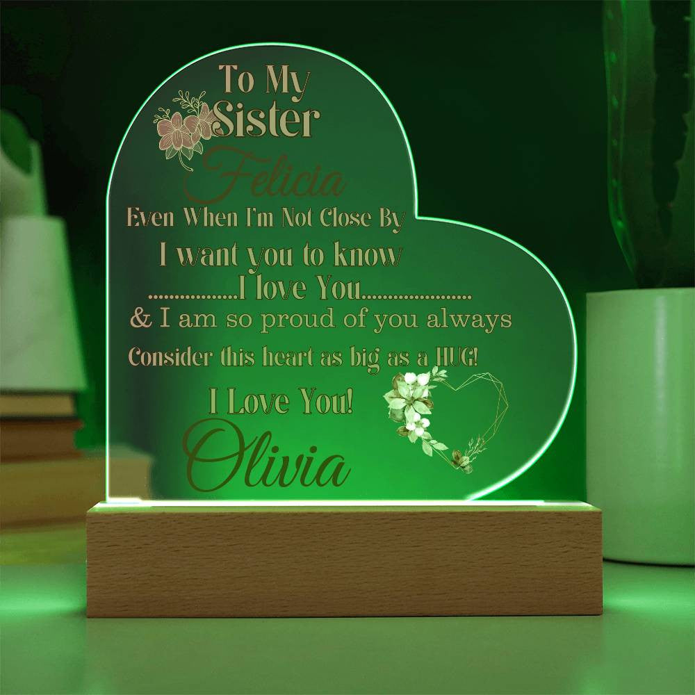 Personalized Sister Acrylic Heart Plaque