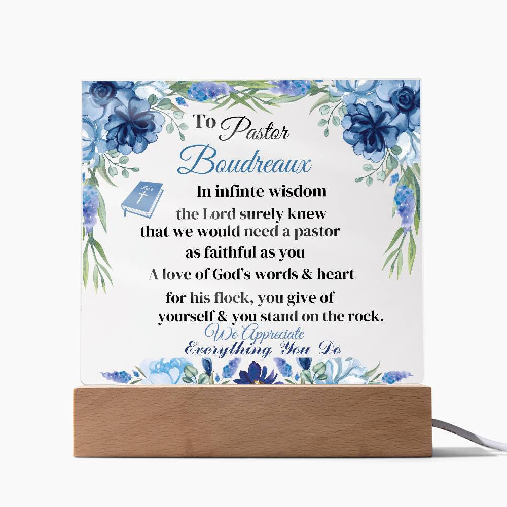 Pastor Personalization Acrylic Square Plaque LED