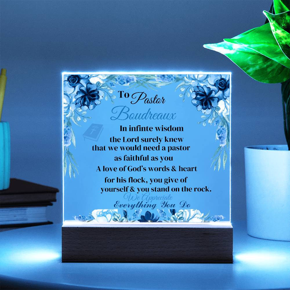 Pastor Personalization Acrylic Square Plaque LED