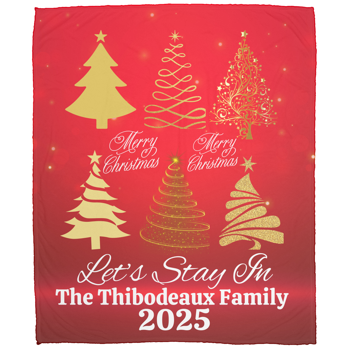 Family Personalized Gold Christmas Tree Blanket (3 types)