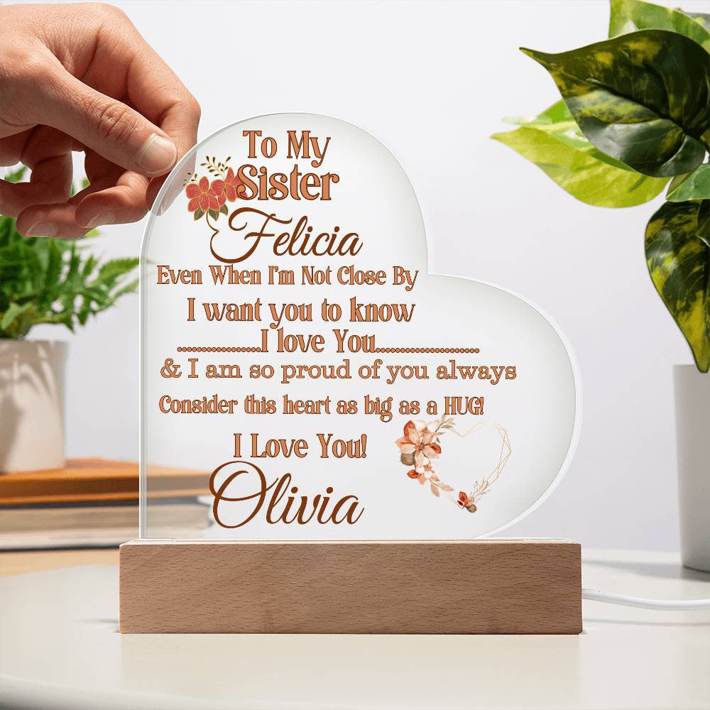 Personalized Sister Acrylic Heart Plaque
