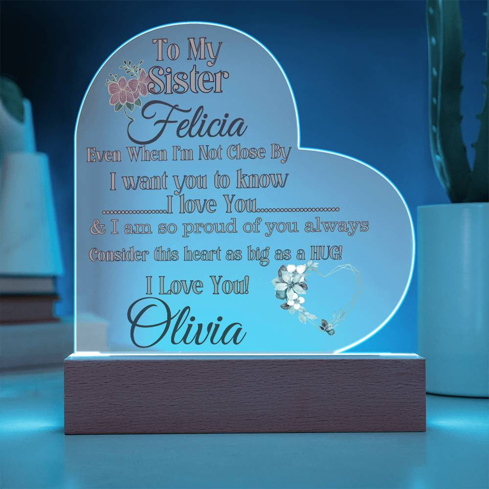 Personalized Sister Acrylic Heart Plaque