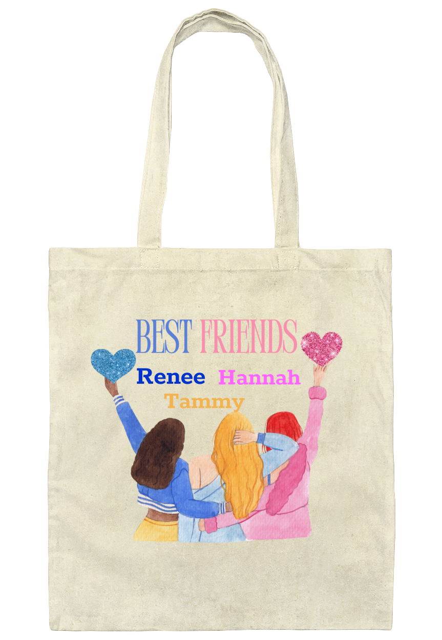 Personalize Best Friends Canvas Tote Bag