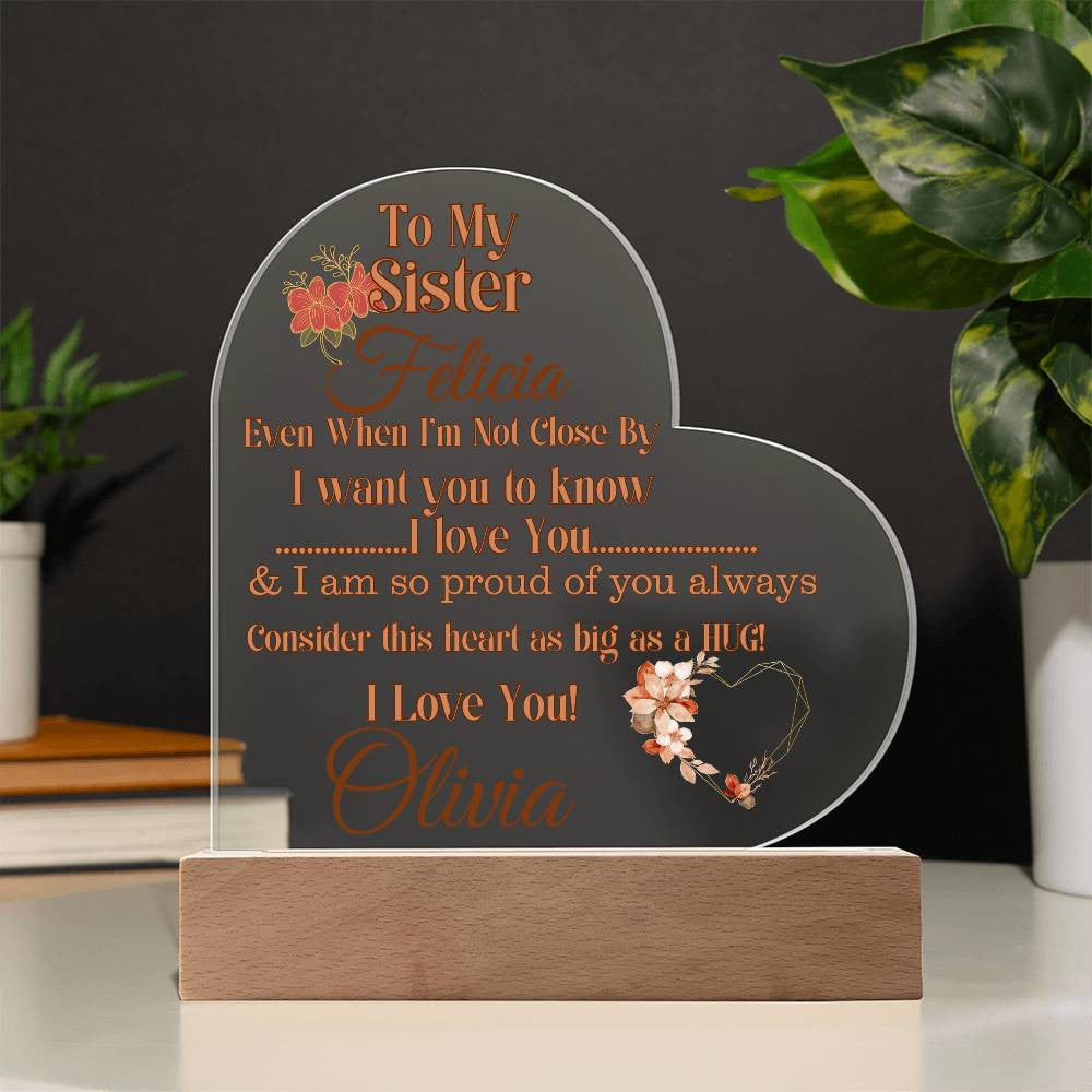 Personalized Sister Acrylic Heart Plaque