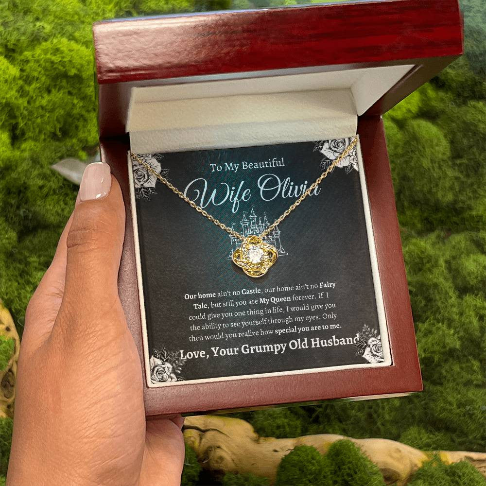 Personalized To My Beautiful Wife (Olivia) Love Knot Necklace