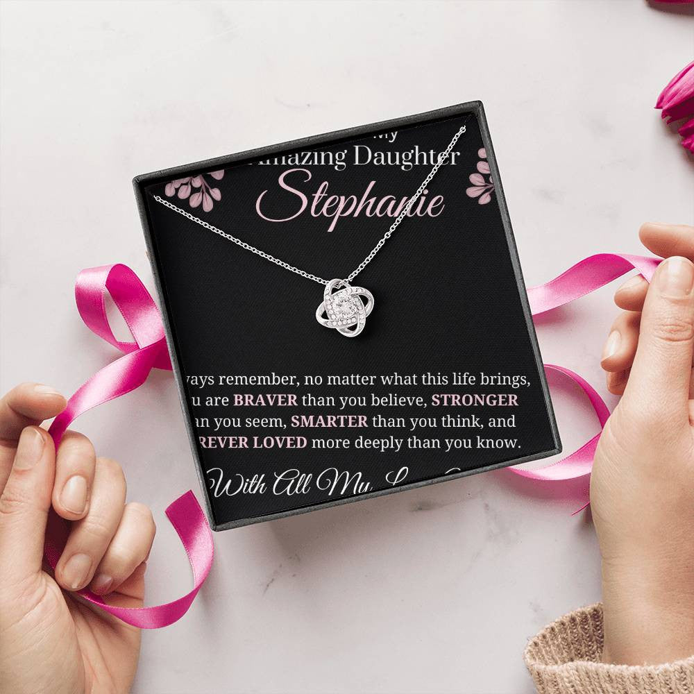 To My Amazing Daughter Love Knot Necklace