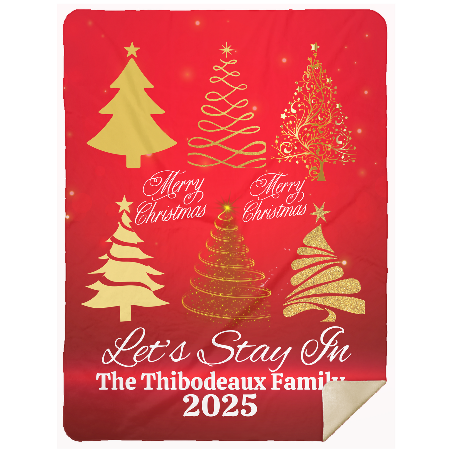 Family Personalized Gold Christmas Tree Blanket (3 types)