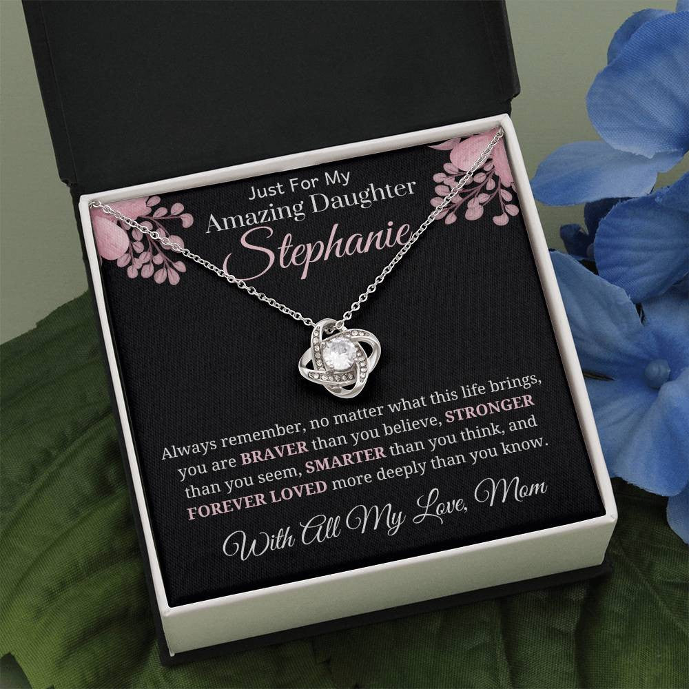 To My Amazing Daughter Love Knot Necklace