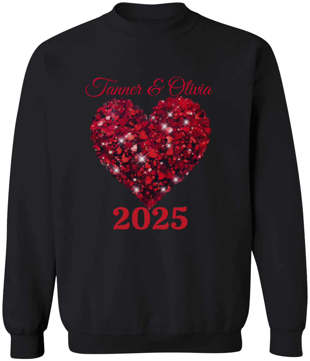 Valentine Personalized Glitter Heart Unisex T-Shirt, Sweatshirt