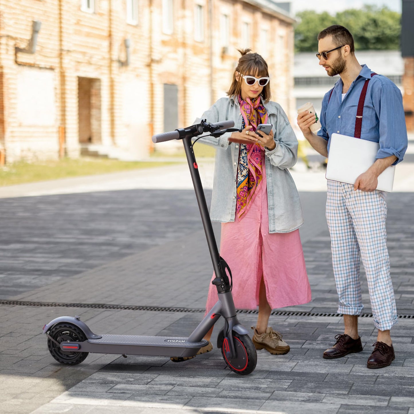 VOLPAM Electric Scooter, 350W/500W Motor, Max 21-28 Miles Range, 19/21 Mph Top Speed, 8.5''/10'' Tires, Dual Braking, Kick Scooter, 2 Wheels and Height Handlebars (10.5Ah-23Miles-350W)