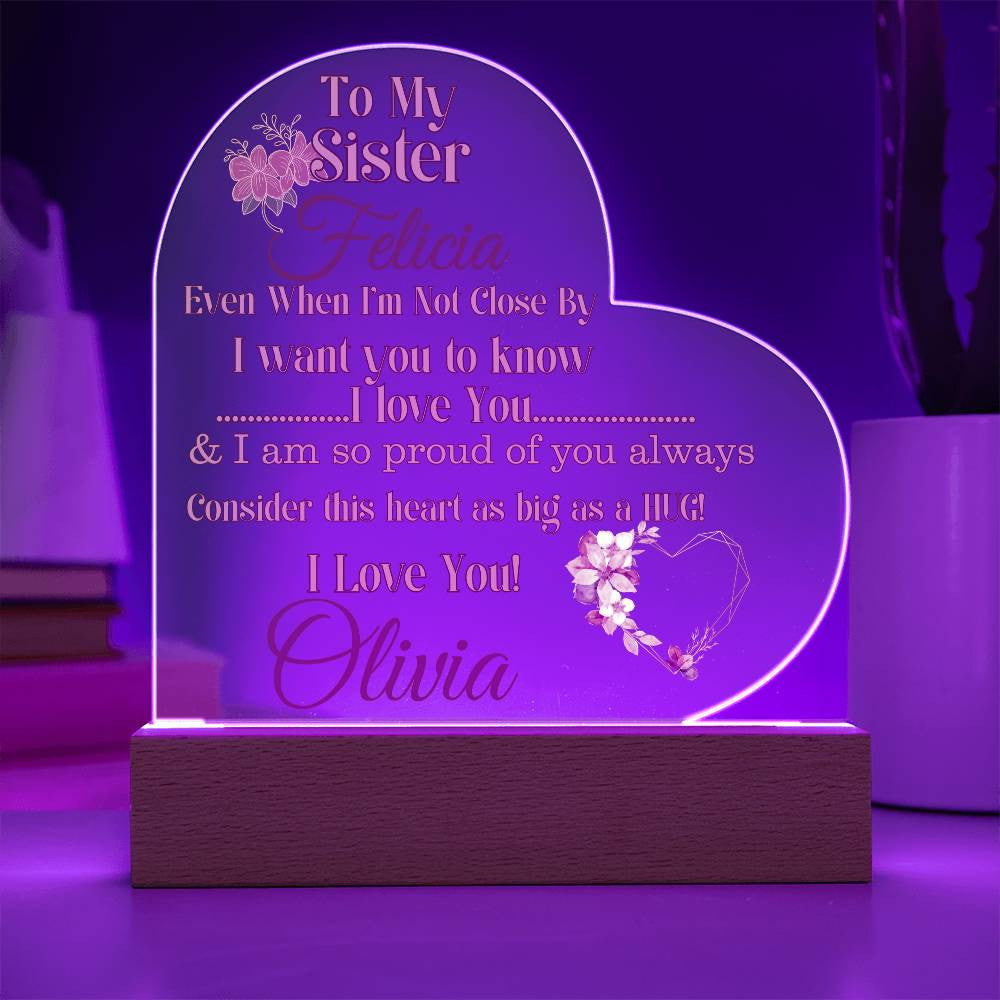 Personalized Sister Acrylic Heart Plaque
