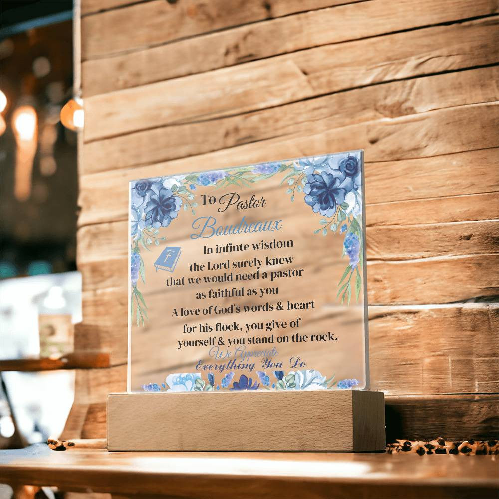 Pastor Personalization Acrylic Square Plaque LED