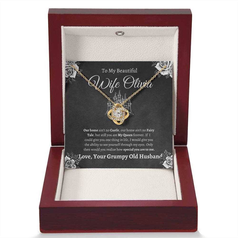 Personalized To My Beautiful Wife (Olivia) Love Knot Necklace