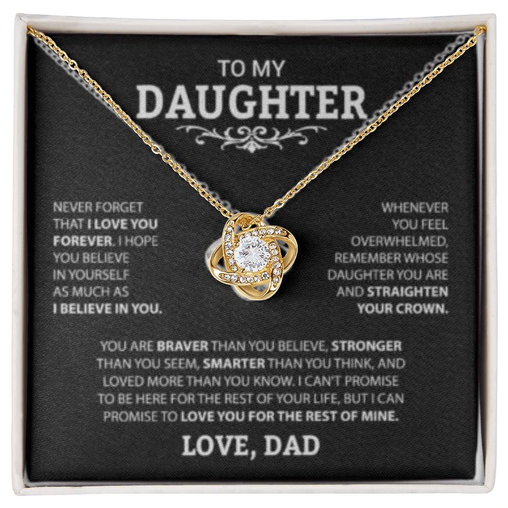 To My Daughter Love Knot Necklace