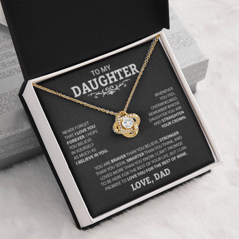 To My Daughter Love Knot Necklace