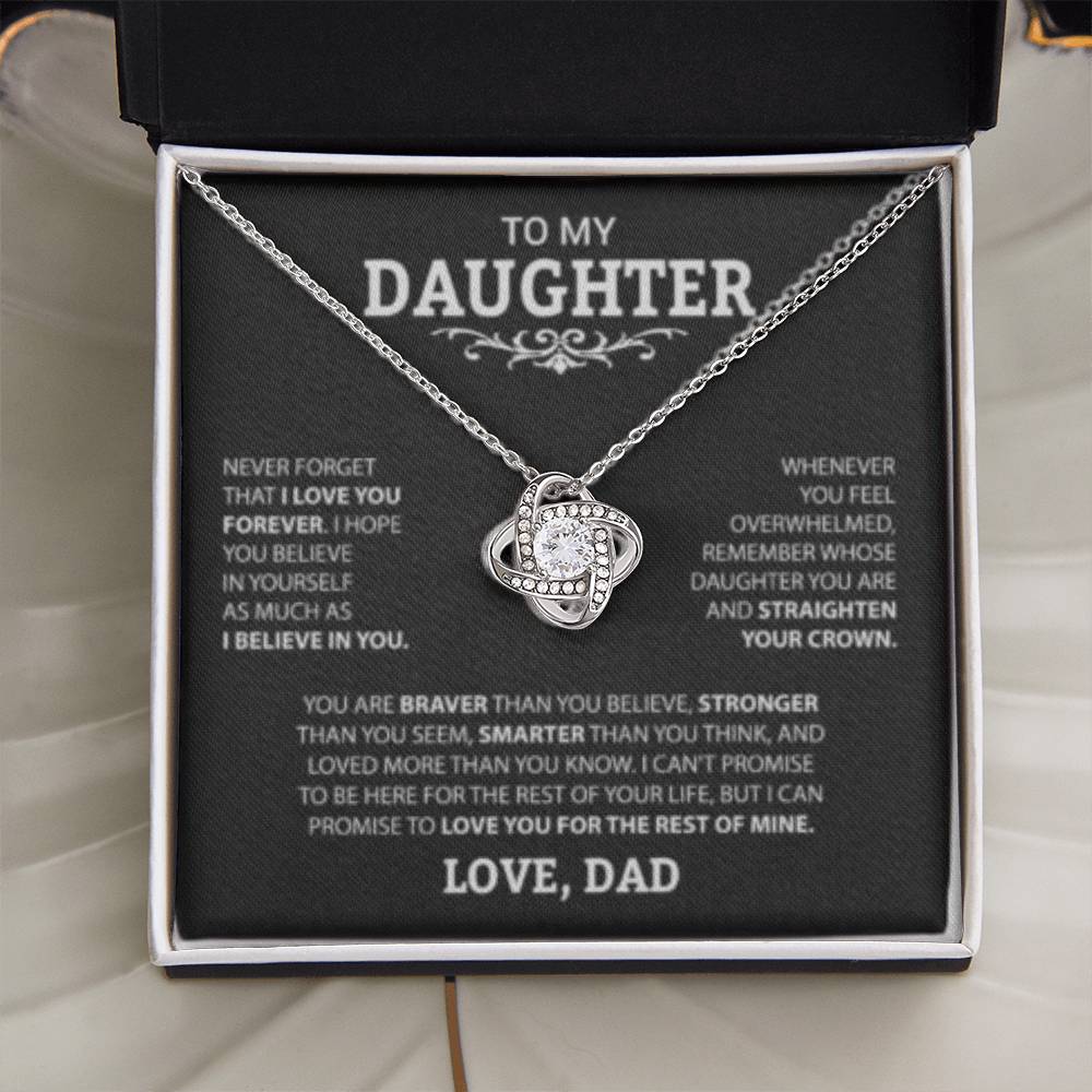 To My Daughter Love Knot Necklace