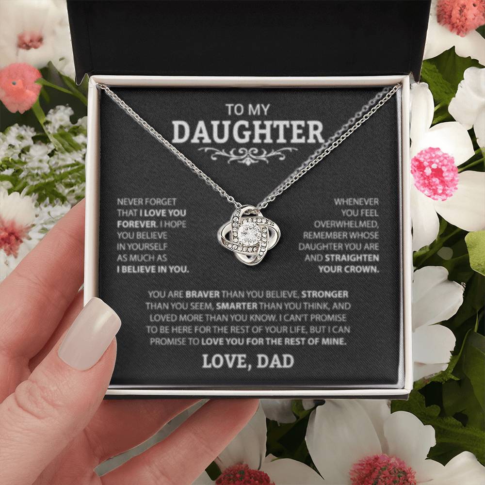 To My Daughter Love Knot Necklace