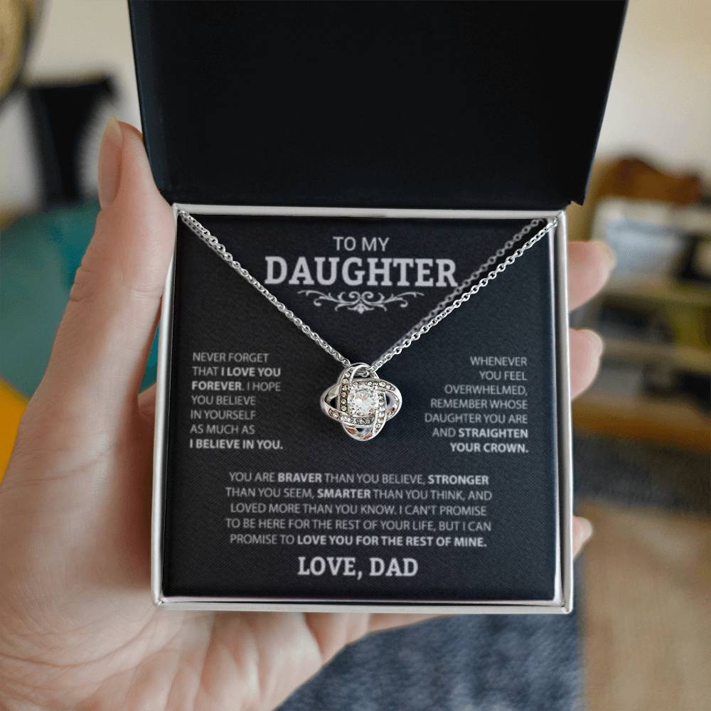To My Daughter Love Knot Necklace