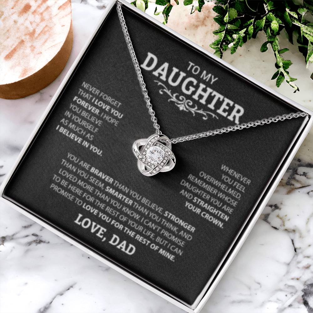 To My Daughter Love Knot Necklace
