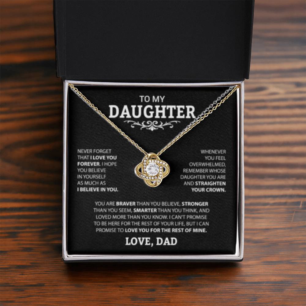 To My Daughter Love Knot Necklace