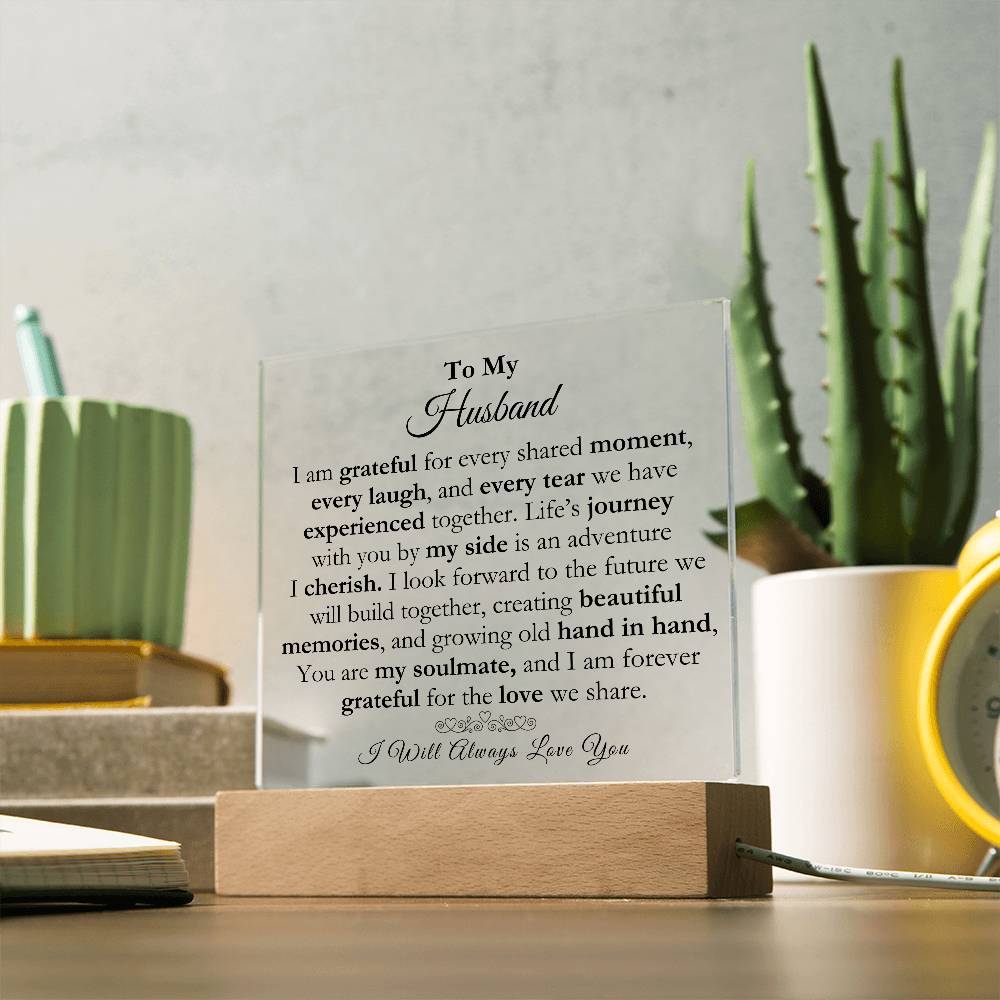 To My Husband Beautiful Acrylic Square Plaque