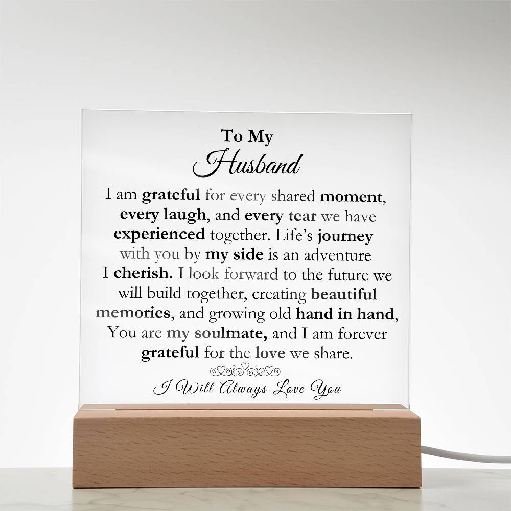 To My Husband Beautiful Acrylic Square Plaque