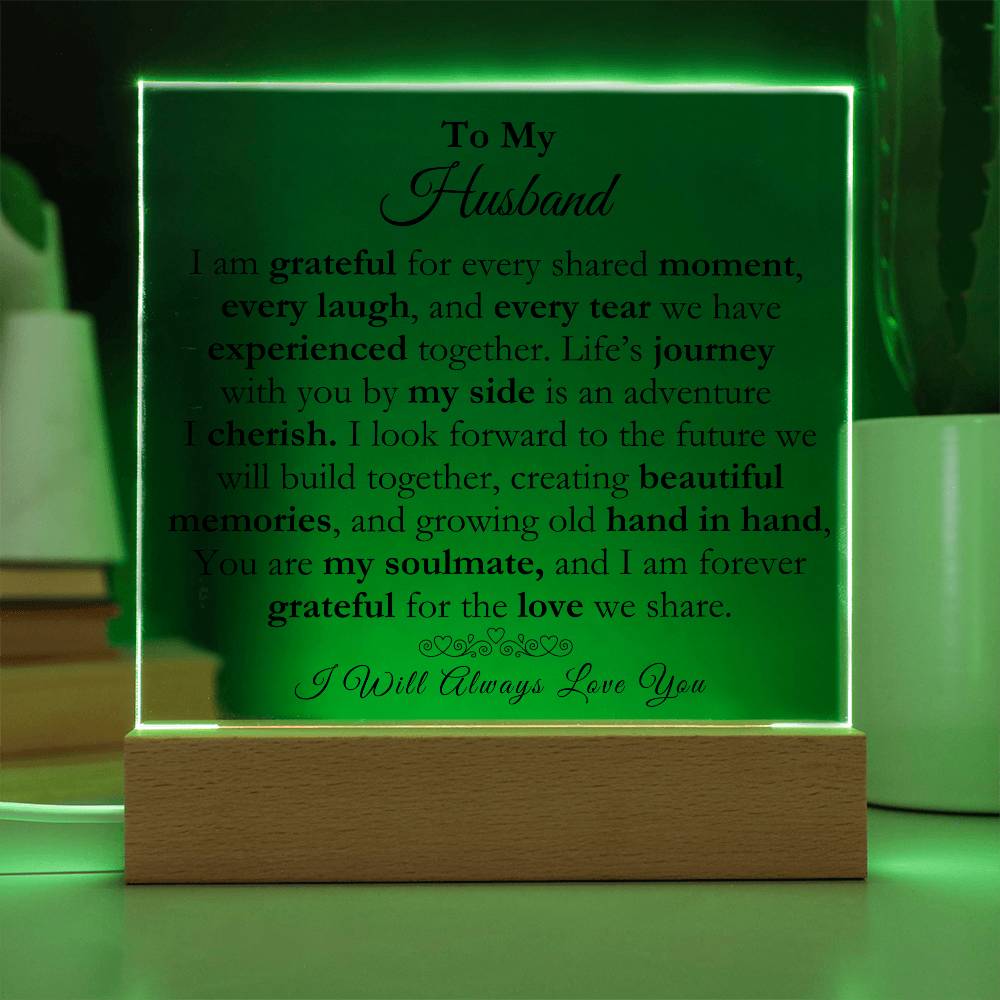 To My Husband Beautiful Acrylic Square Plaque