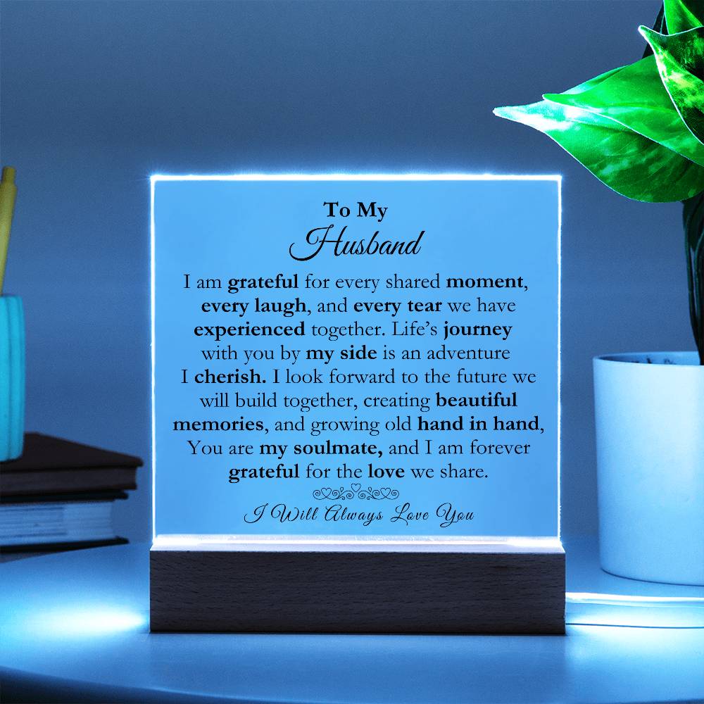 To My Husband Beautiful Acrylic Square Plaque