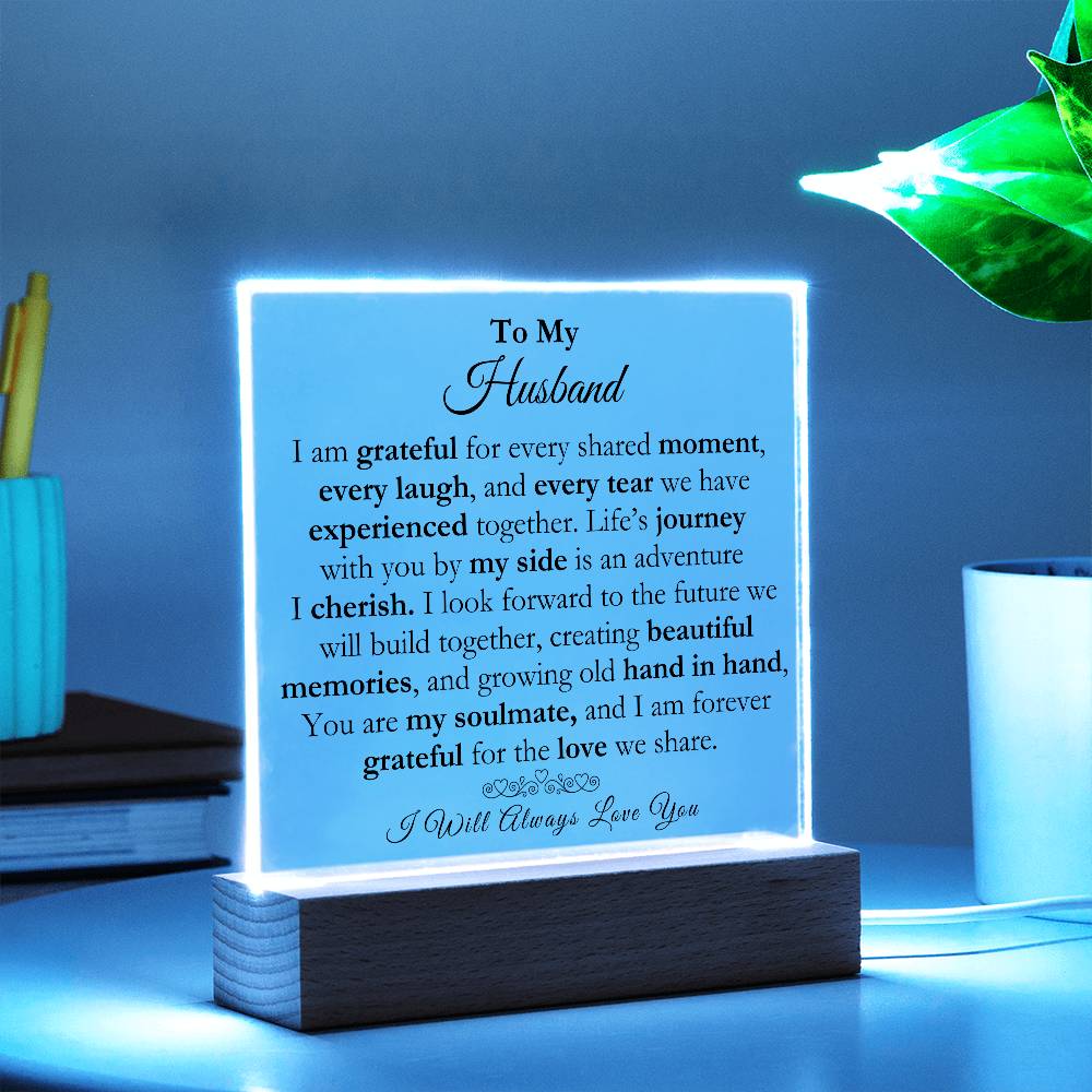 To My Husband Beautiful Acrylic Square Plaque
