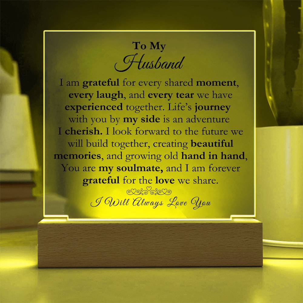 To My Husband Beautiful Acrylic Square Plaque