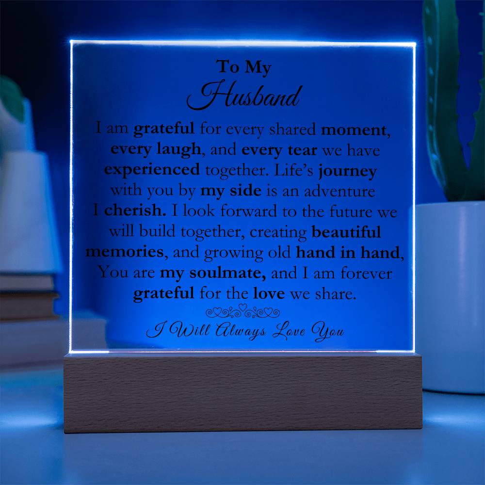 To My Husband Beautiful Acrylic Square Plaque