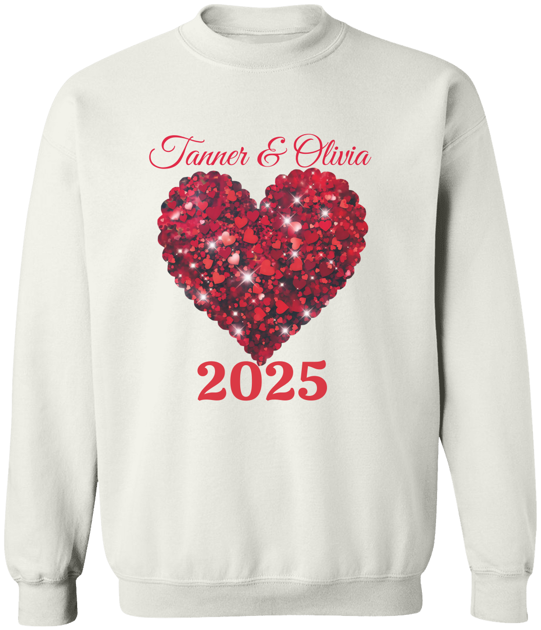 Valentine Personalized Glitter Heart Unisex T-Shirt, Sweatshirt