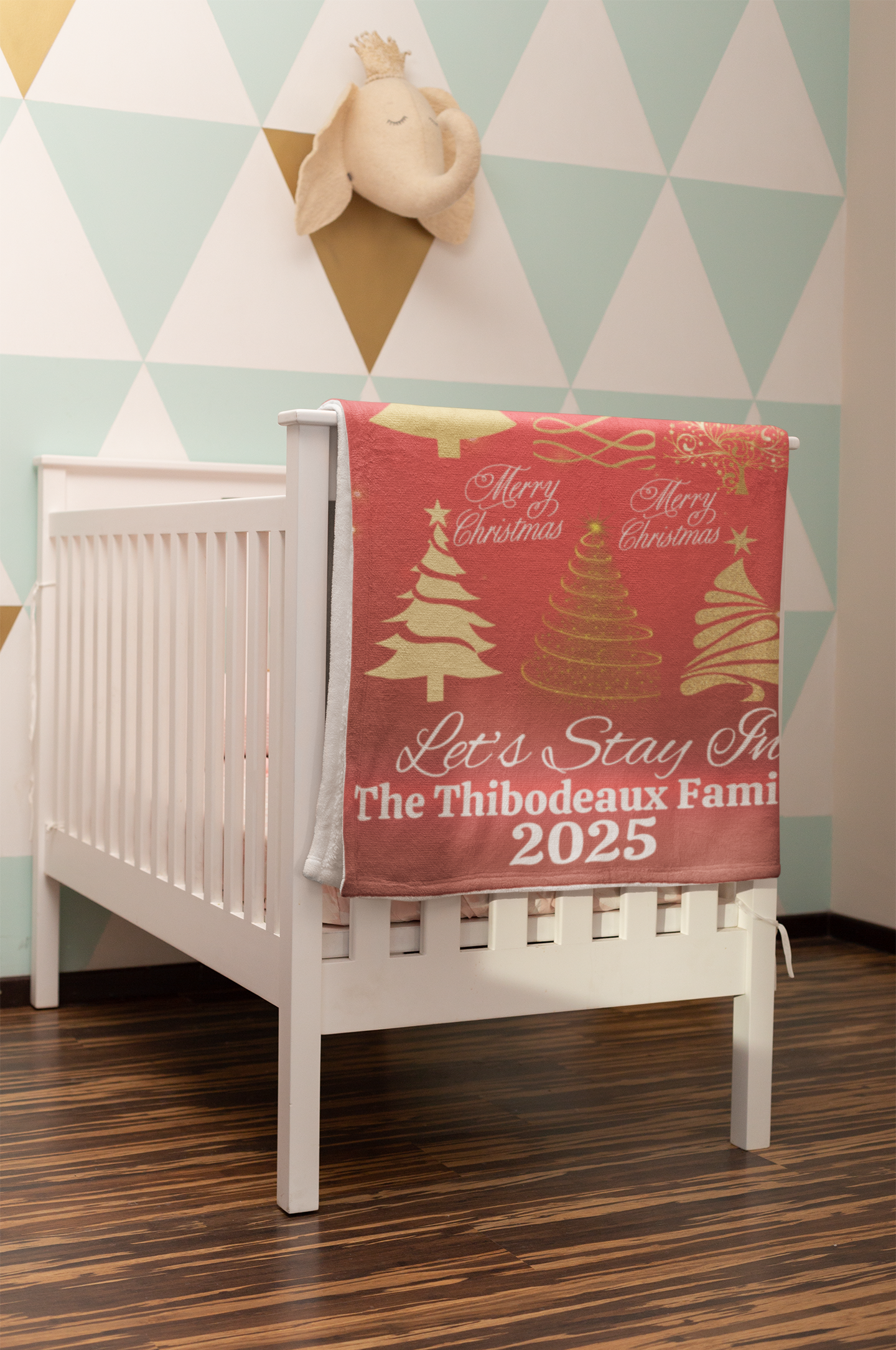 Family Personalized Gold Christmas Tree Blanket (3 types)