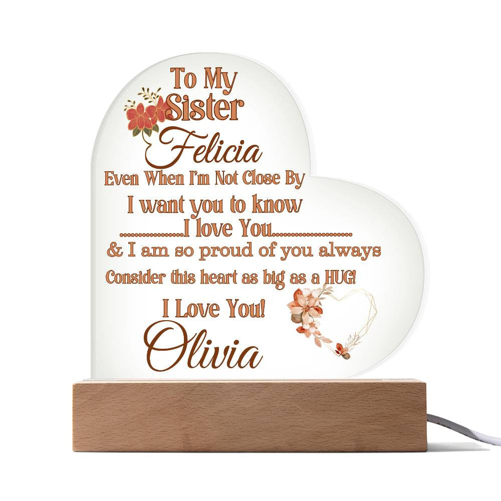 Personalized Sister Acrylic Heart Plaque
