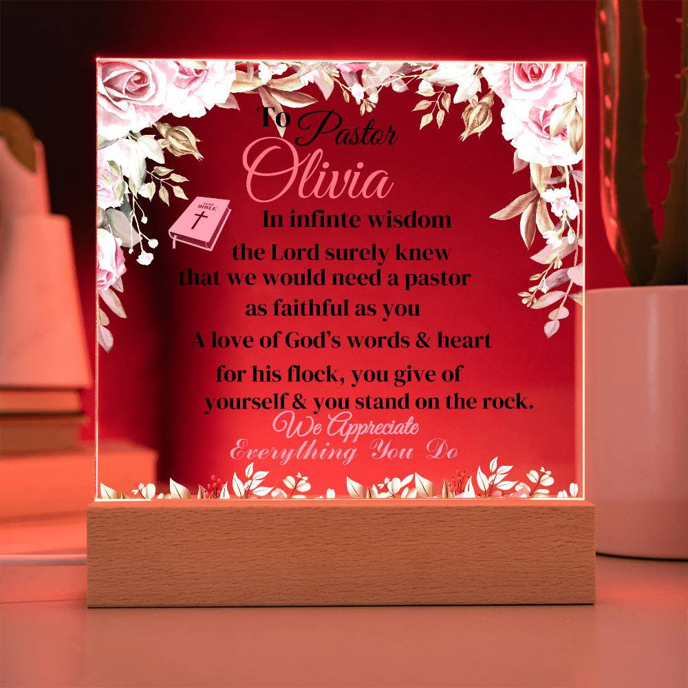 Pastor Personalized Acrylic Square Plaque