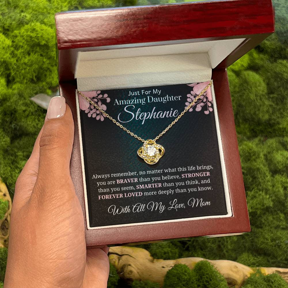 To My Amazing Daughter Love Knot Necklace