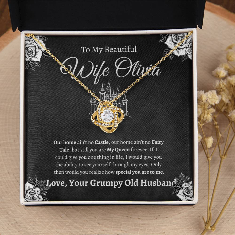 Personalized To My Beautiful Wife (Olivia) Love Knot Necklace