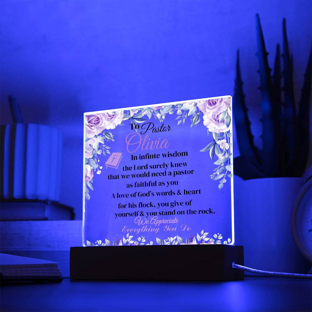 Pastor Personalized Acrylic Square Plaque