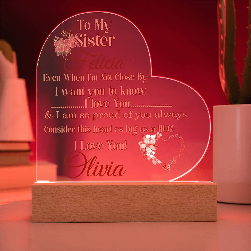 Personalized Sister Acrylic Heart Plaque