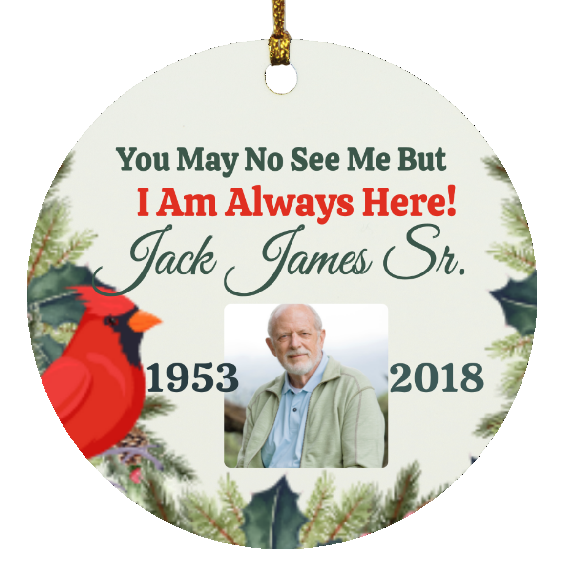Personalize Memorial Christmas Circle Ornament