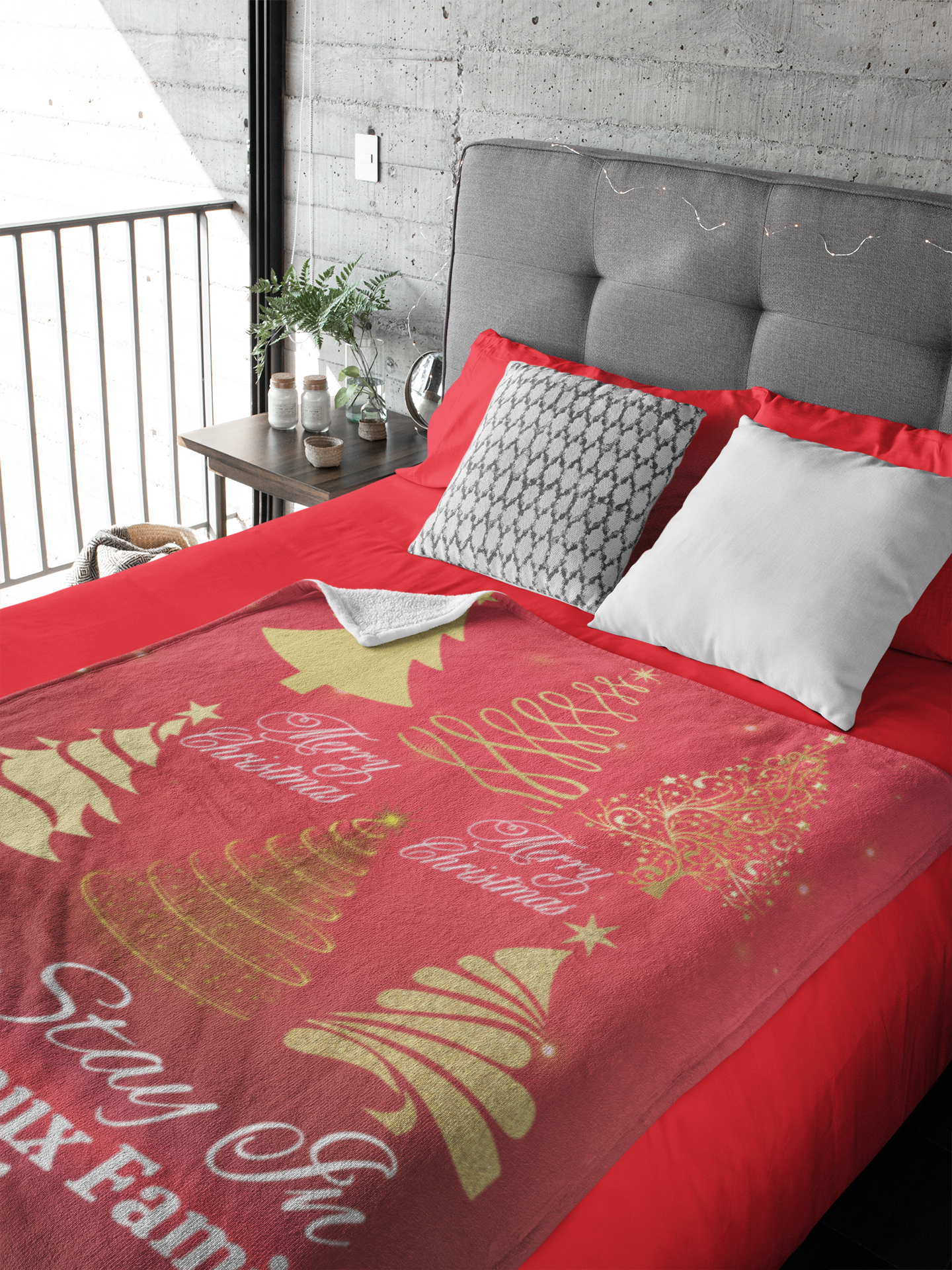 Family Personalized Gold Christmas Tree Blanket (3 types)