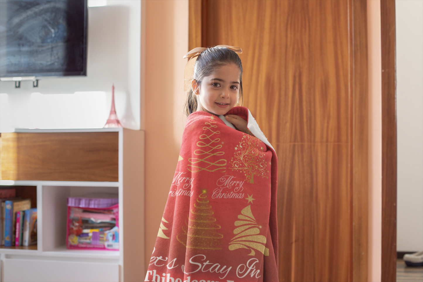 Family Personalized Gold Christmas Tree Blanket (3 types)