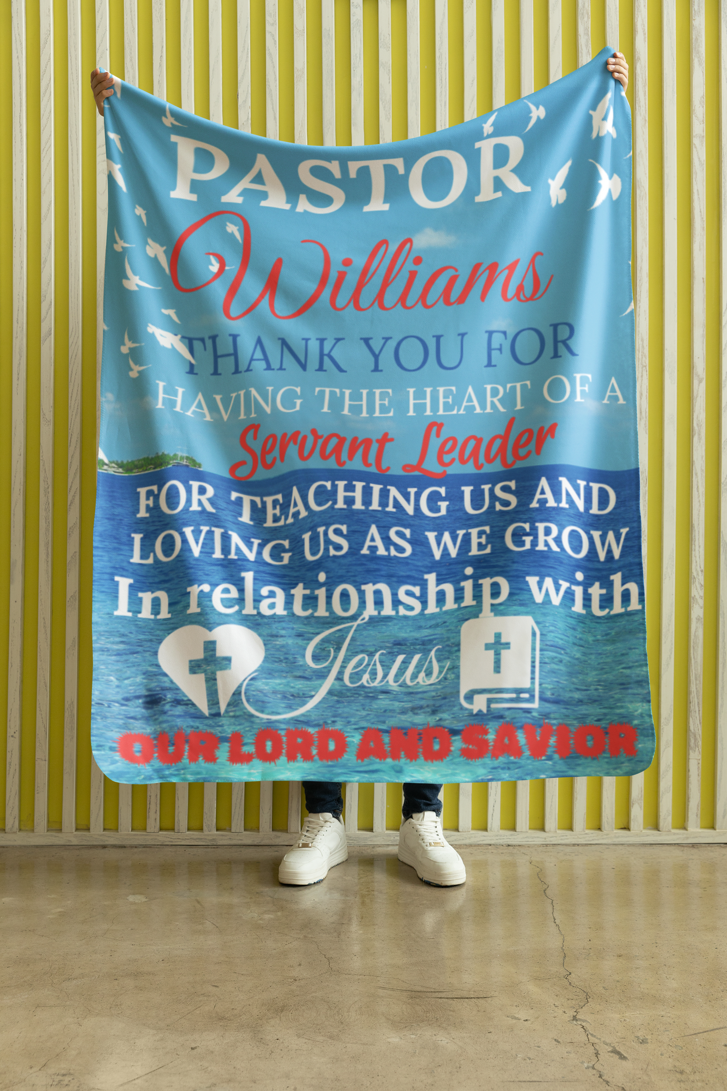 Personalized Pastor Plush Fleece & Sherpa Mink Blanket