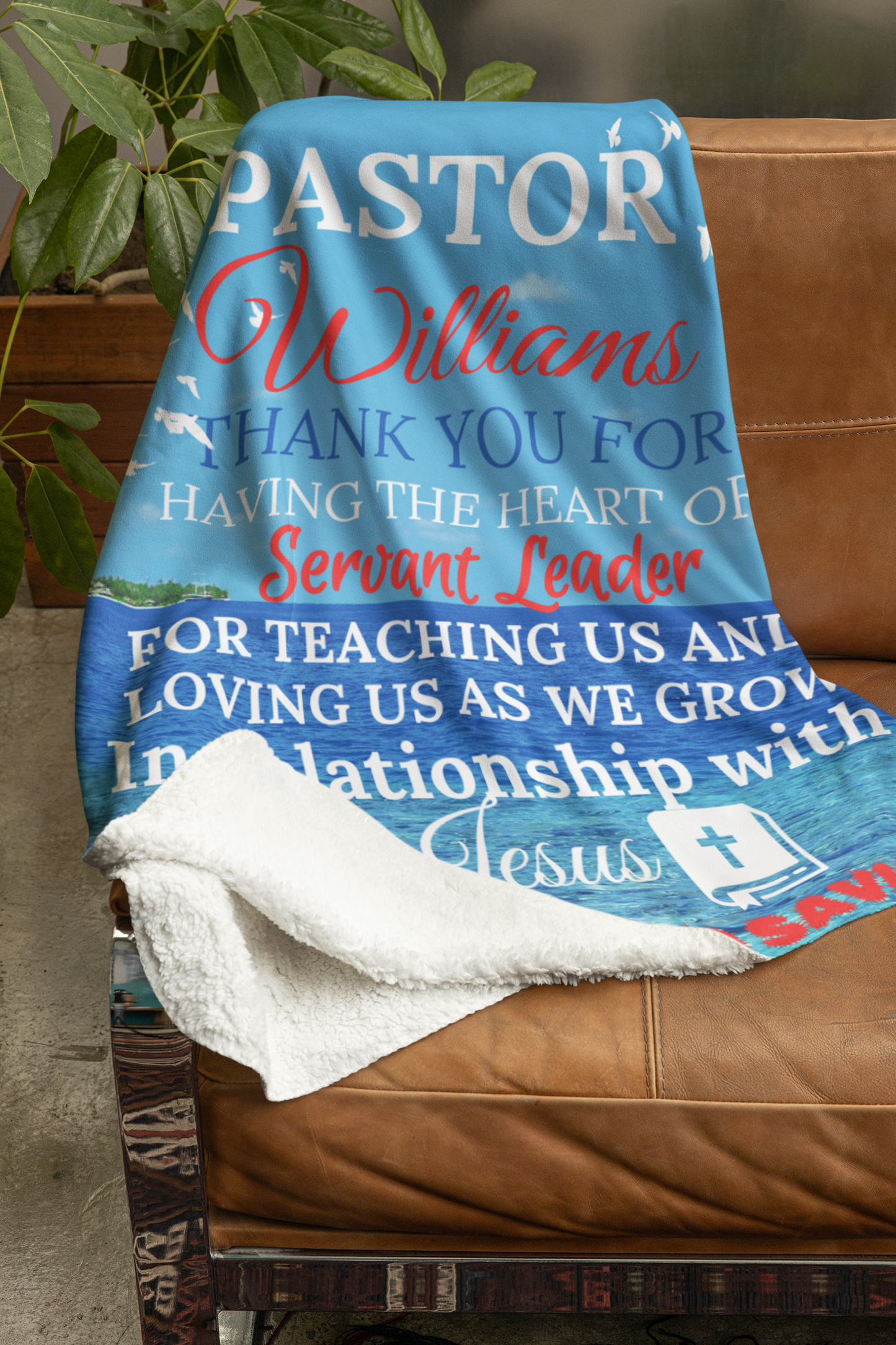 Personalized Pastor Plush Fleece & Sherpa Mink Blanket