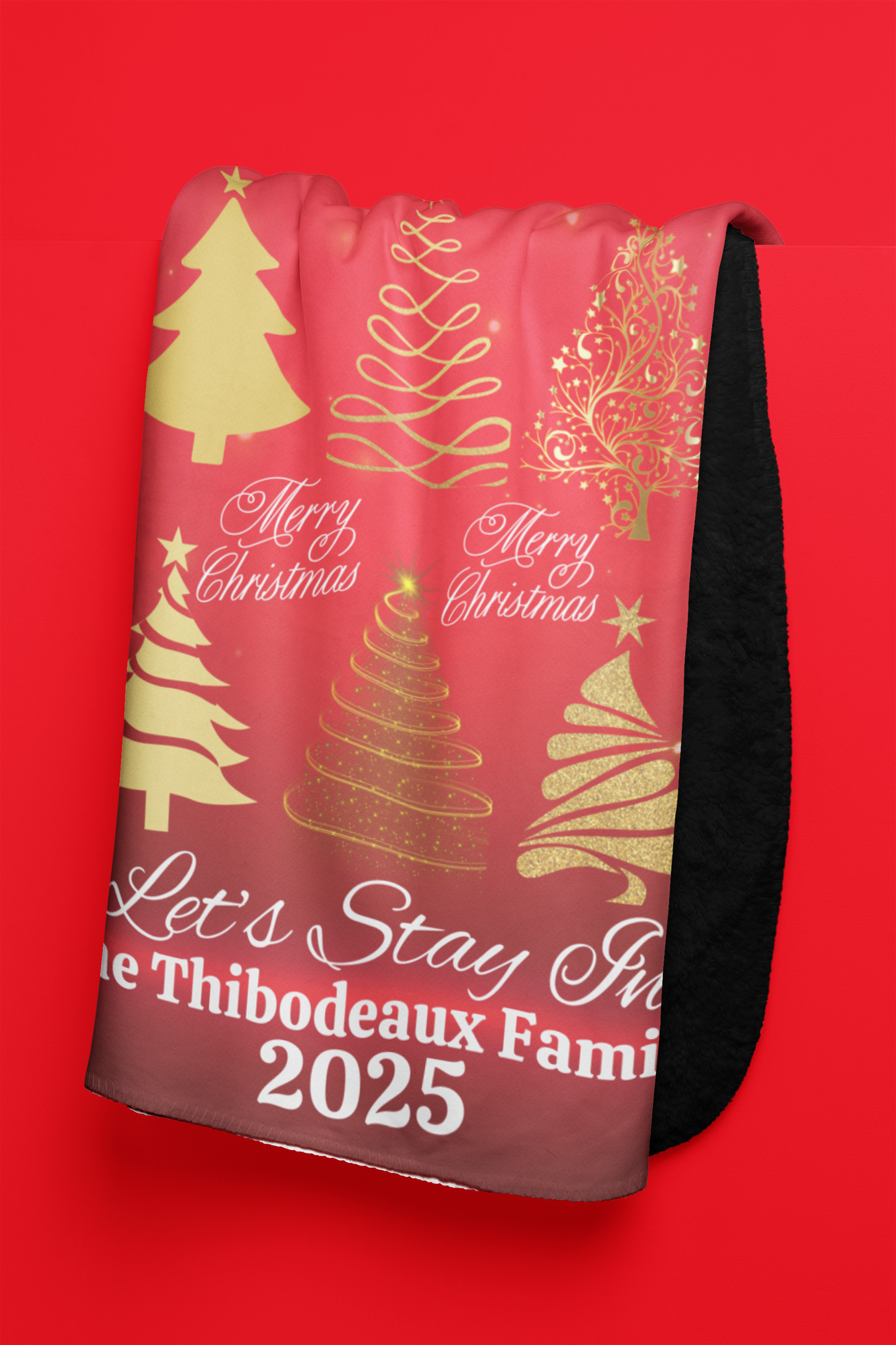 Family Personalized Gold Christmas Tree Blanket (3 types)