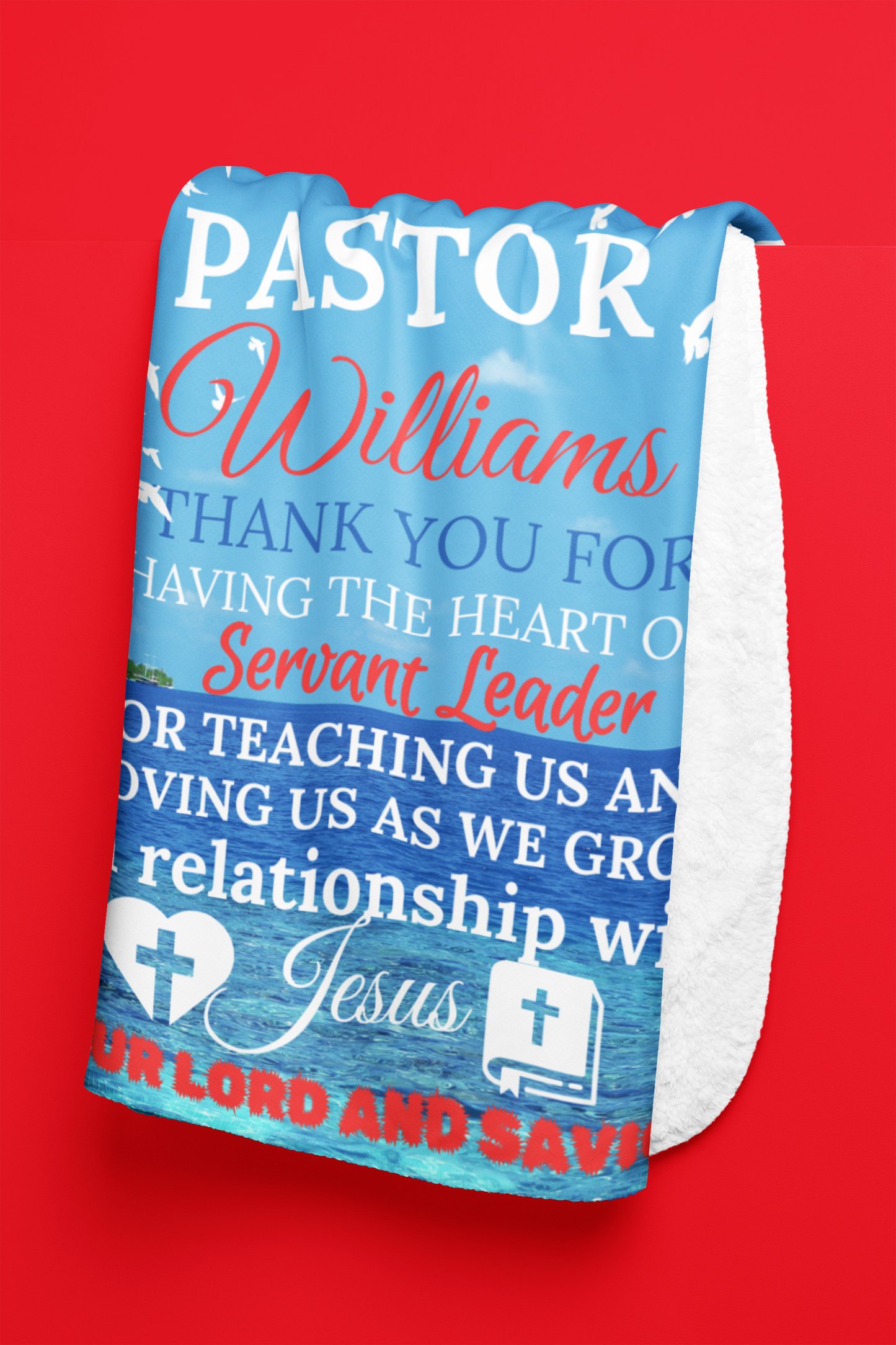 Personalized Pastor Plush Fleece & Sherpa Mink Blanket