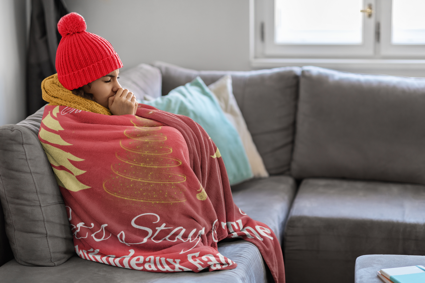 Family Personalized Gold Christmas Tree Blanket (3 types)