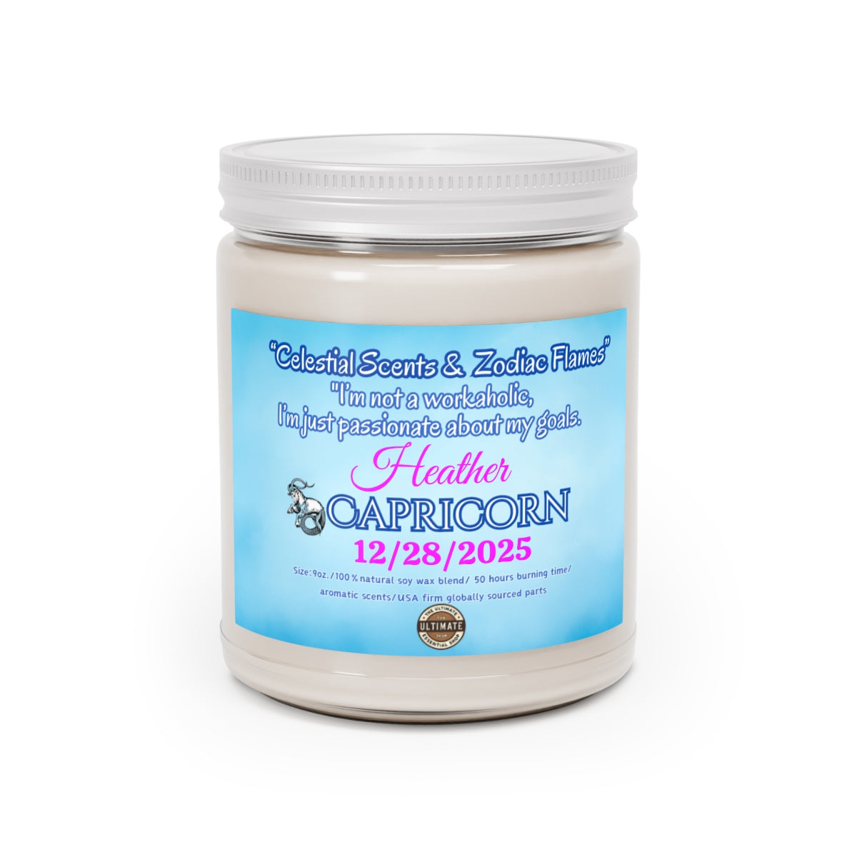 Personalized Capricorn Scented Candles, 9oz